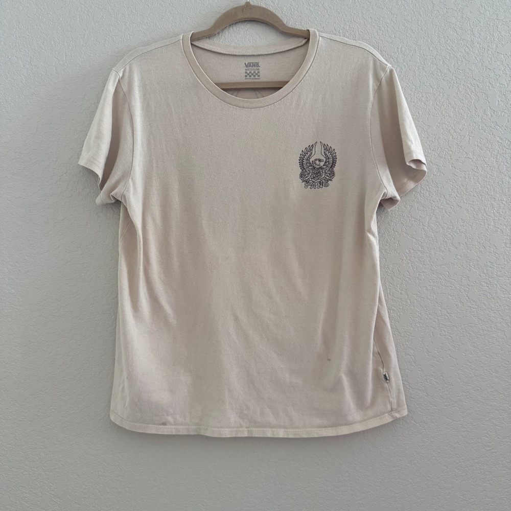 Vans TShirt Eagle Roses Graphic‎ Print Crew Neck Short Sleeve Beige Mens Medium